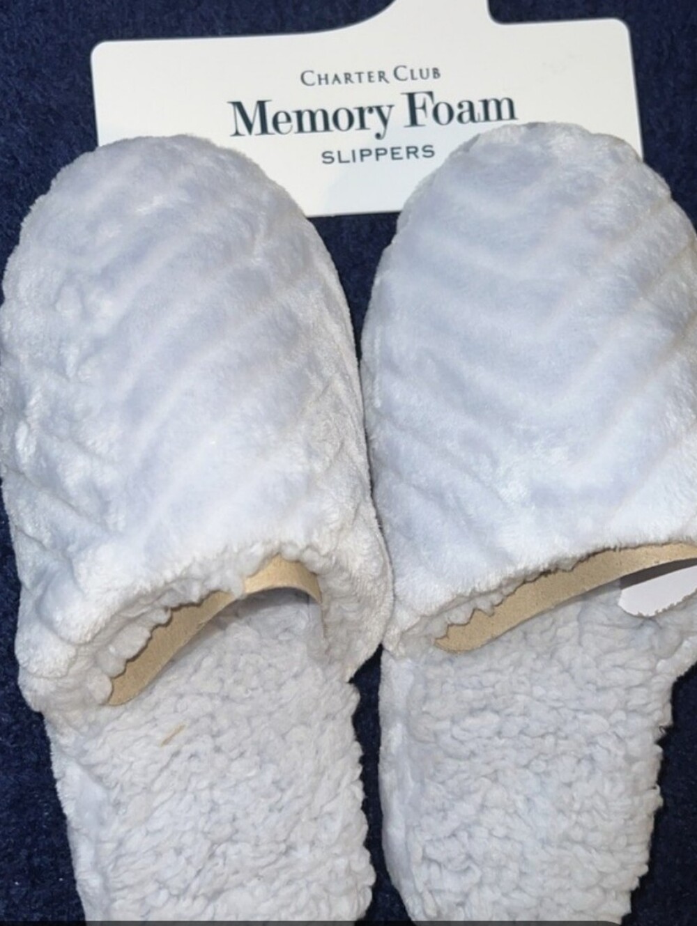 Charter Club memory foam slippers Light Grey. Gift. Cozy. NWT